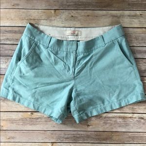 Jcrew pastel teal 4” linen shorts 100% cotton
